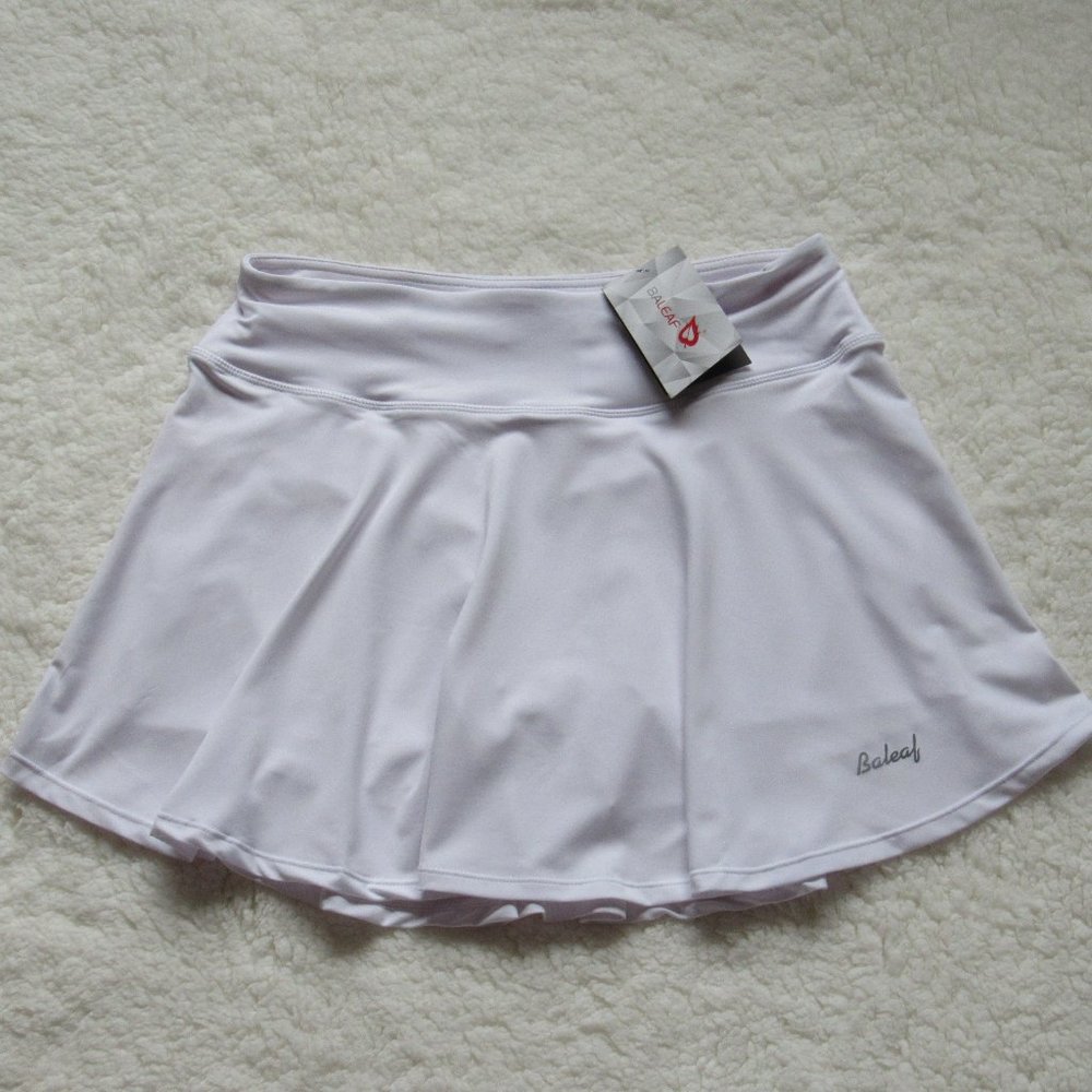 Baleaf Tennis Golf Gym Skirt Skort Shorts White L